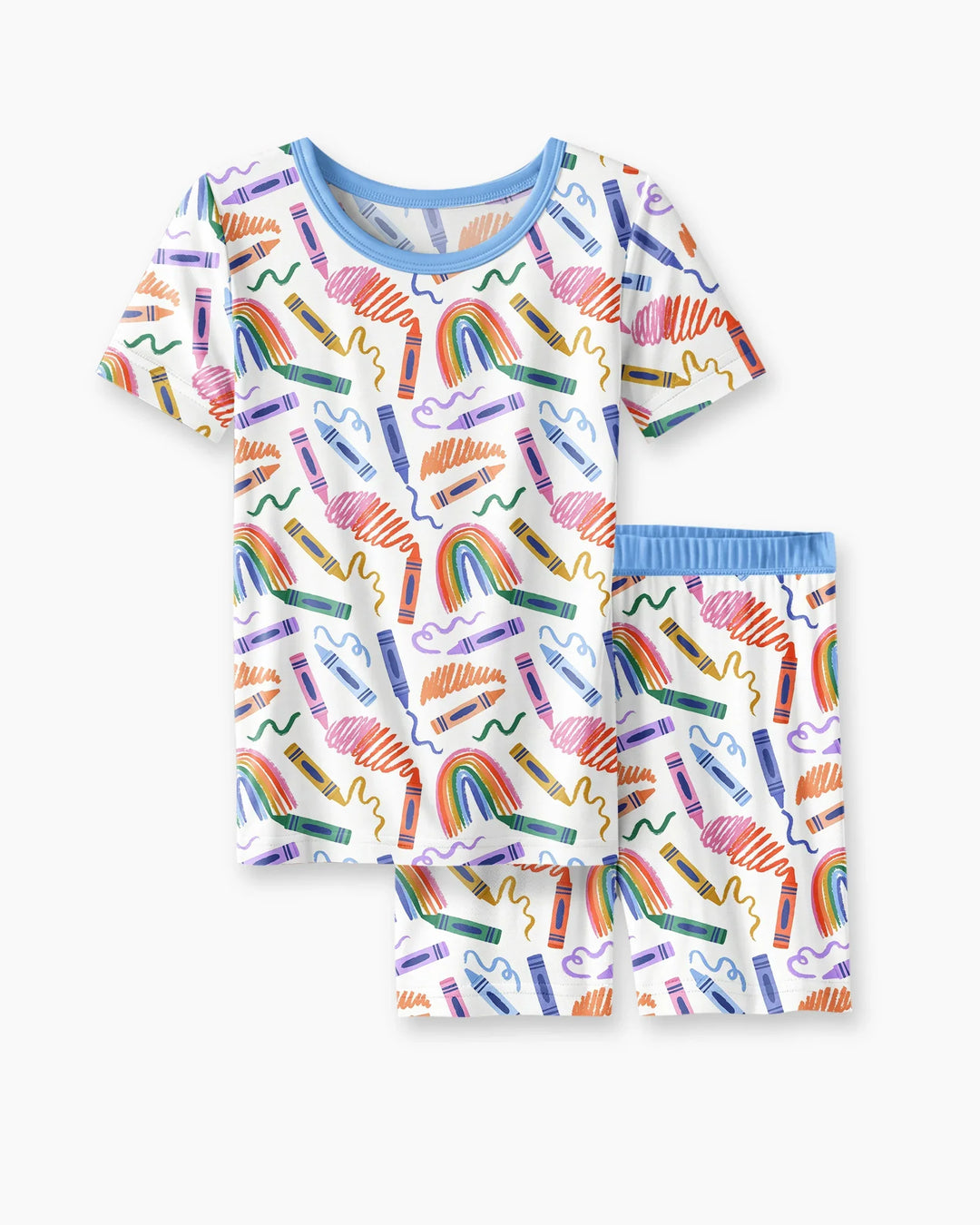 Crayon Chaos Bamboo Two Piece Short Sleeve Shorts Pajama Set