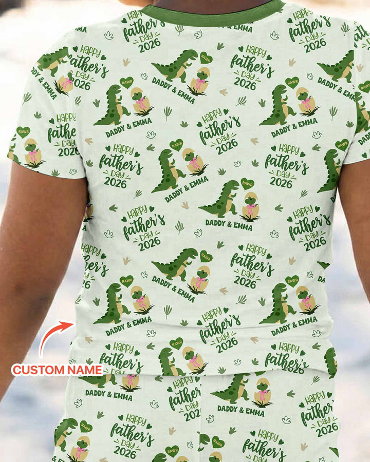 Custom Name Fathers Day 2026 Bamboo Two Piece Short Sleeve Pajama Set