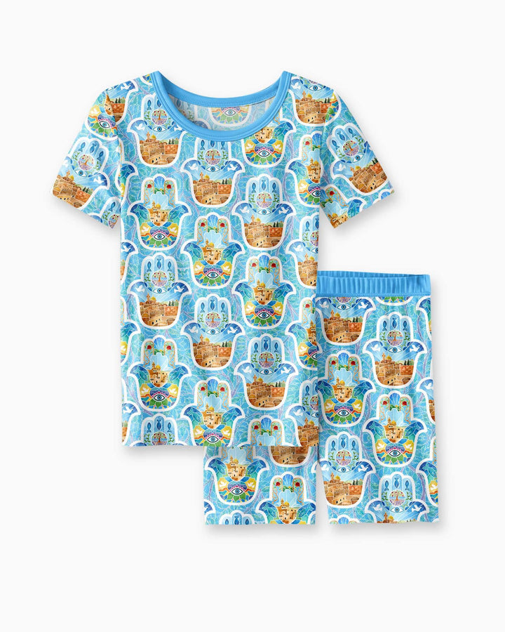Hamsa Hand Bamboo Two Piece Short Sleeve Shorts Pajama Set