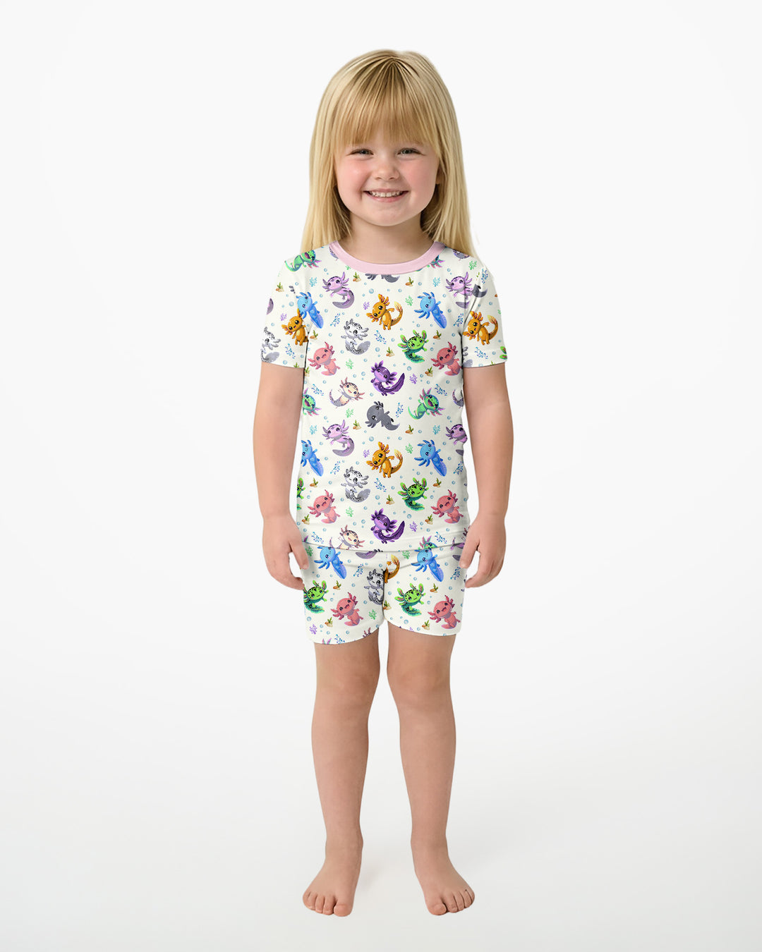 I Love You Axolotl Bamboo Two Piece Short Sleeve Shorts Pajama Set