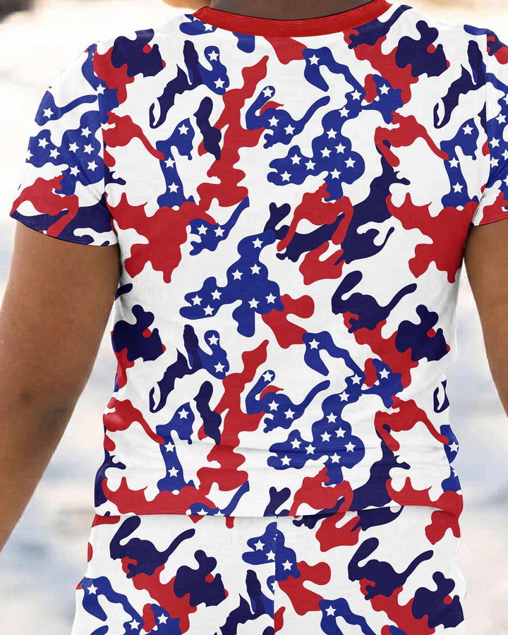 Patriot Camo Daddy & Me Matching Bamboo Two Piece Short Sleeve Pajama Set