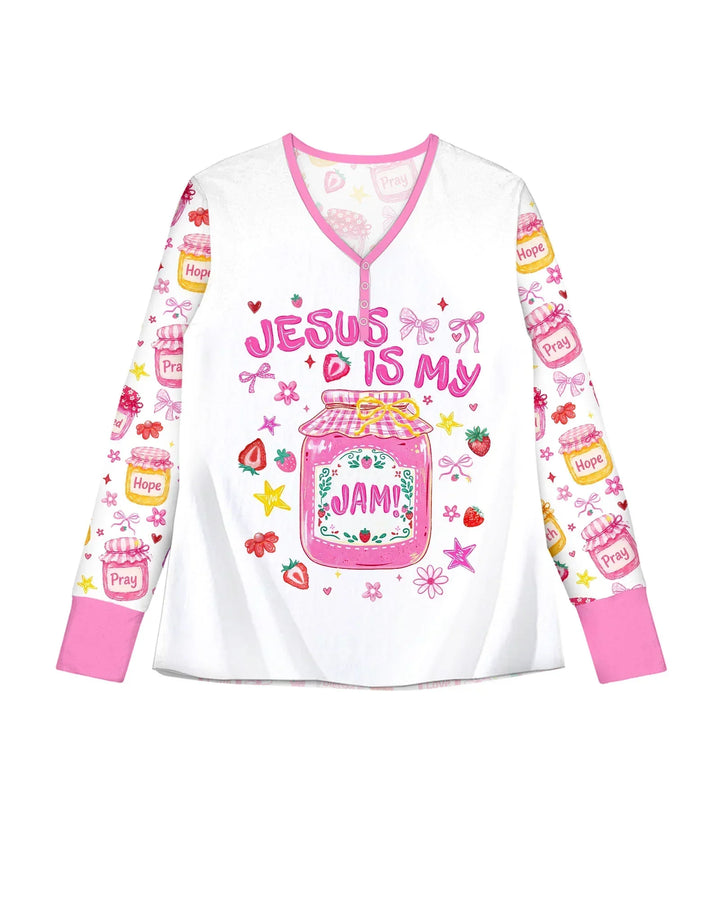 Preppy Summer Jesus Is My Jam Bamboo Women Pajama Set