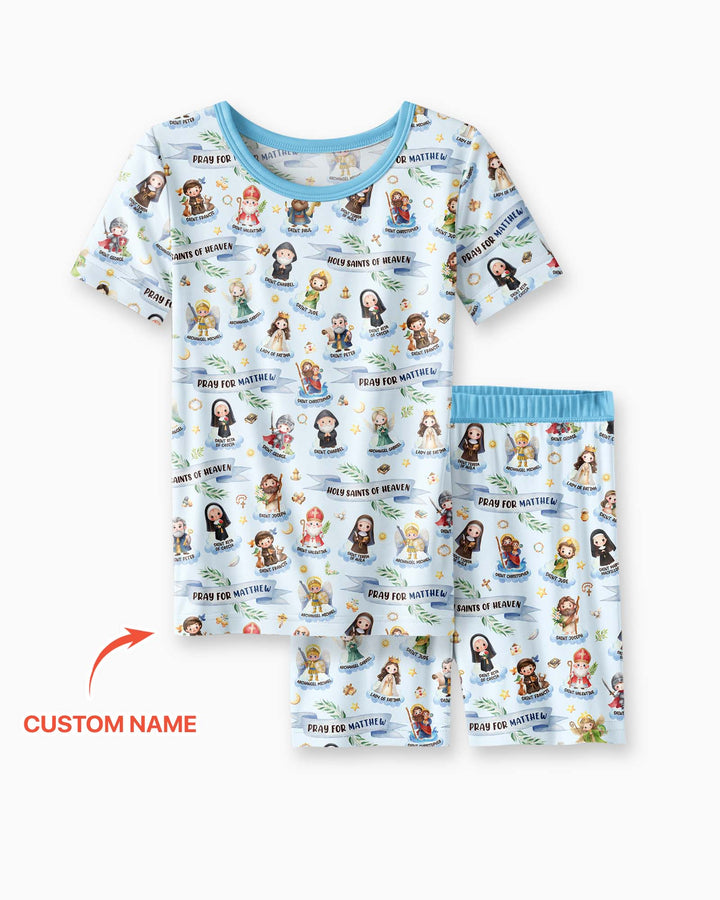 Holy Saints of Heaven Custom Name Bamboo Two Piece Short Sleeve Shorts Pajama Set