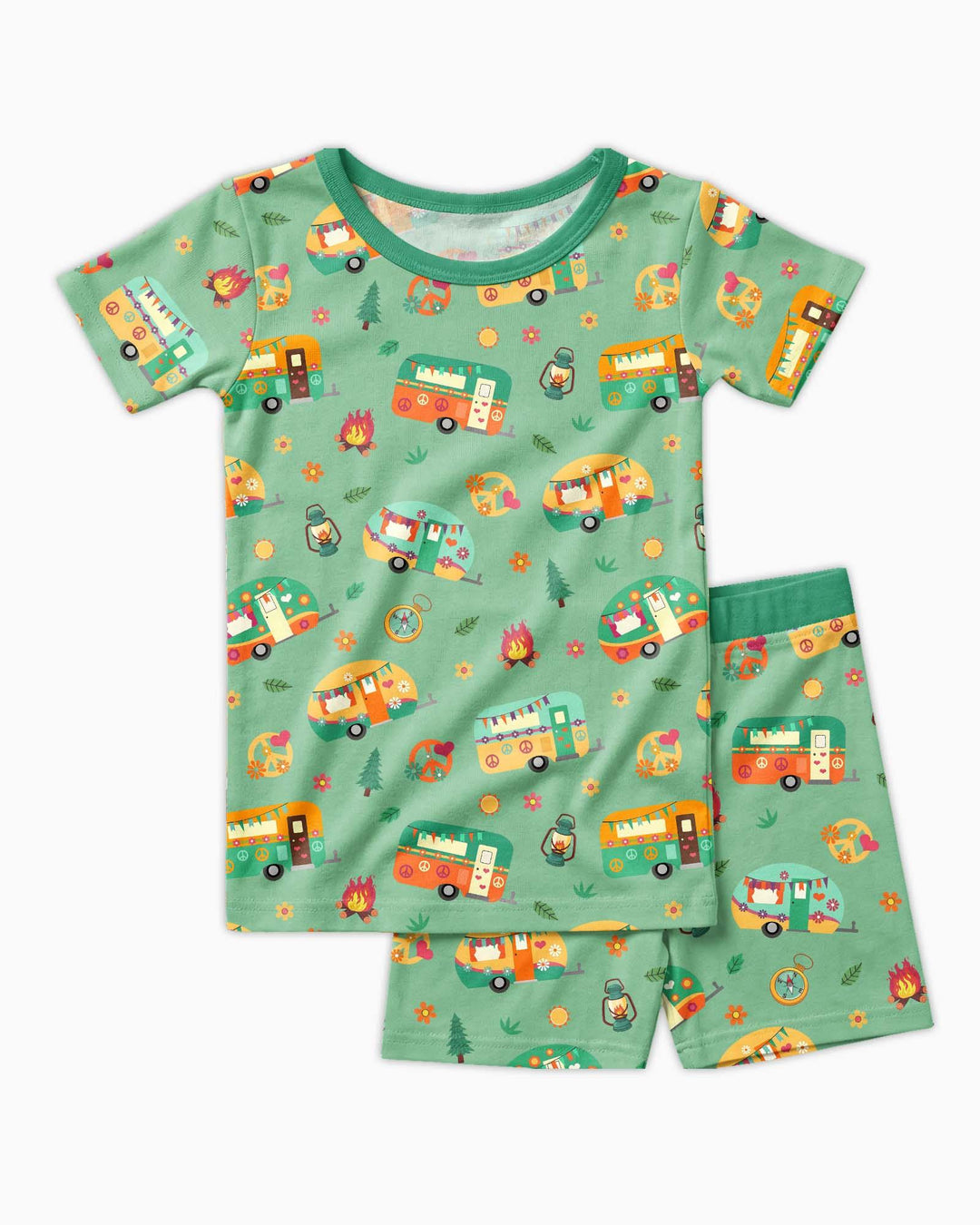 Happy Little Camper Bamboo Two Piece Short Sleeve Shorts Pajama Set