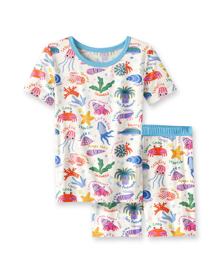 Tide Pool Pals Bamboo Two Piece Short Sleeve Shorts Pajama Set