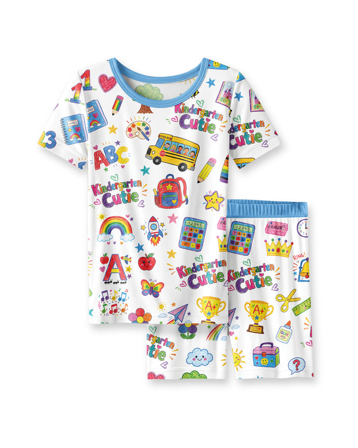 Kindergarten Cutie Bamboo Two Piece Short Sleeve Shorts Pajama Set