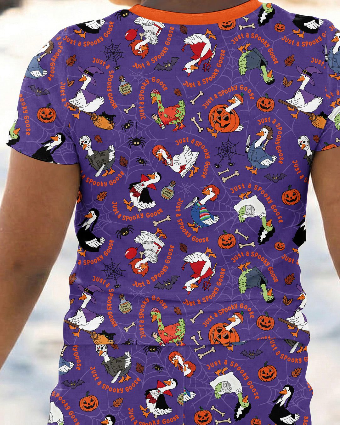 Just A Spooky Goose Family Matching Bamboo Two Piece Short Sleeve Pajama Set