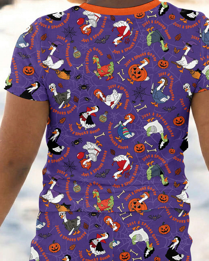 Just A Spooky Goose Family Matching Bamboo Two Piece Short Sleeve Pajama Set