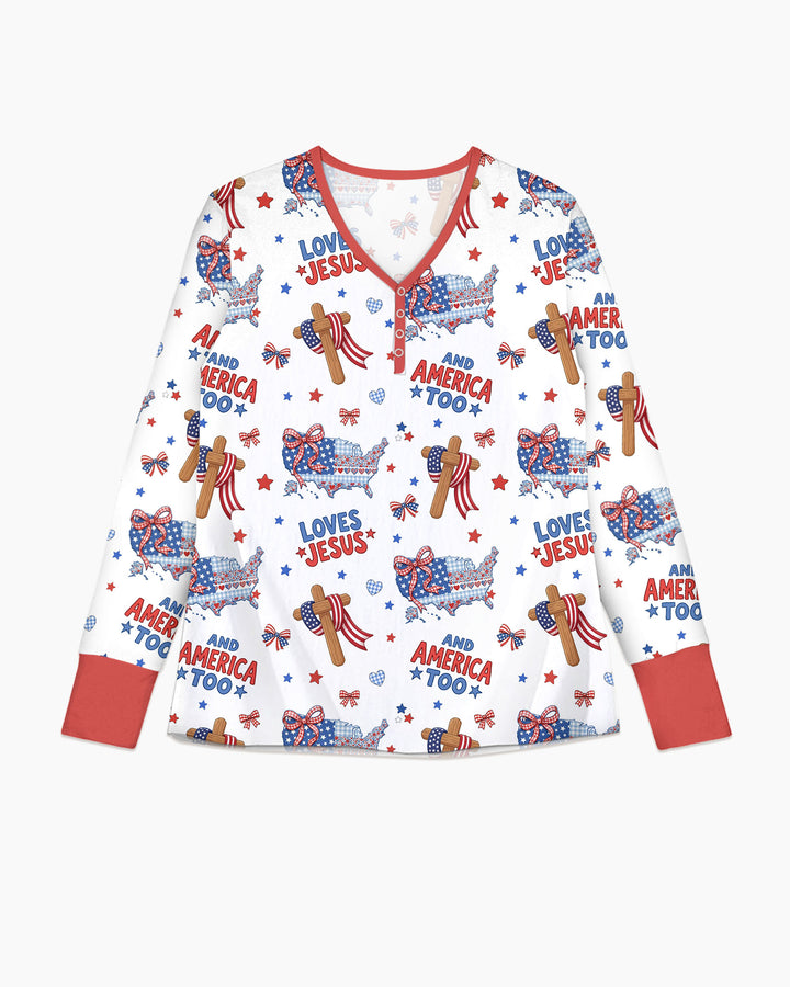 Loves Jesus And America Too Bamboo Women Pajama Set