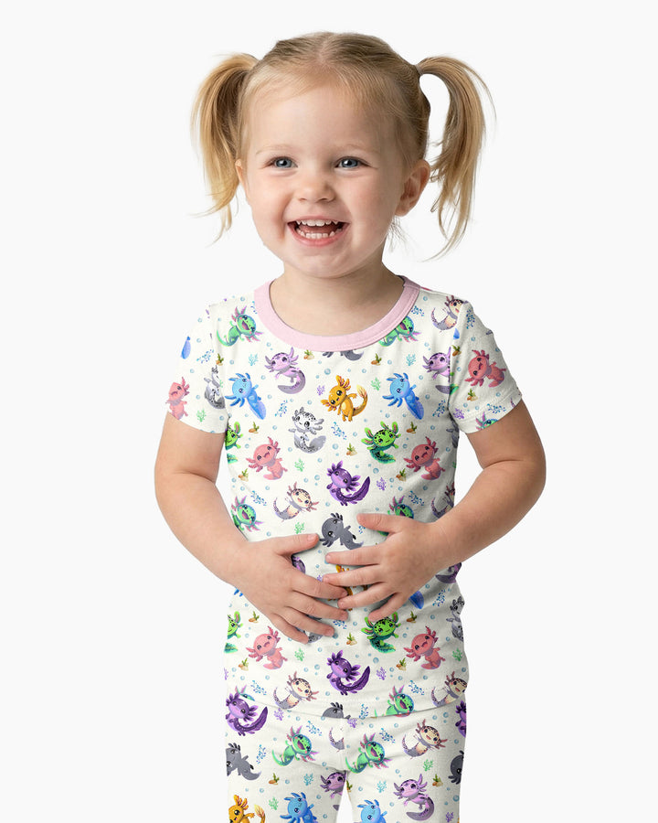 I Love You Axolotl Bamboo Two Piece Short Sleeve Pajama Set