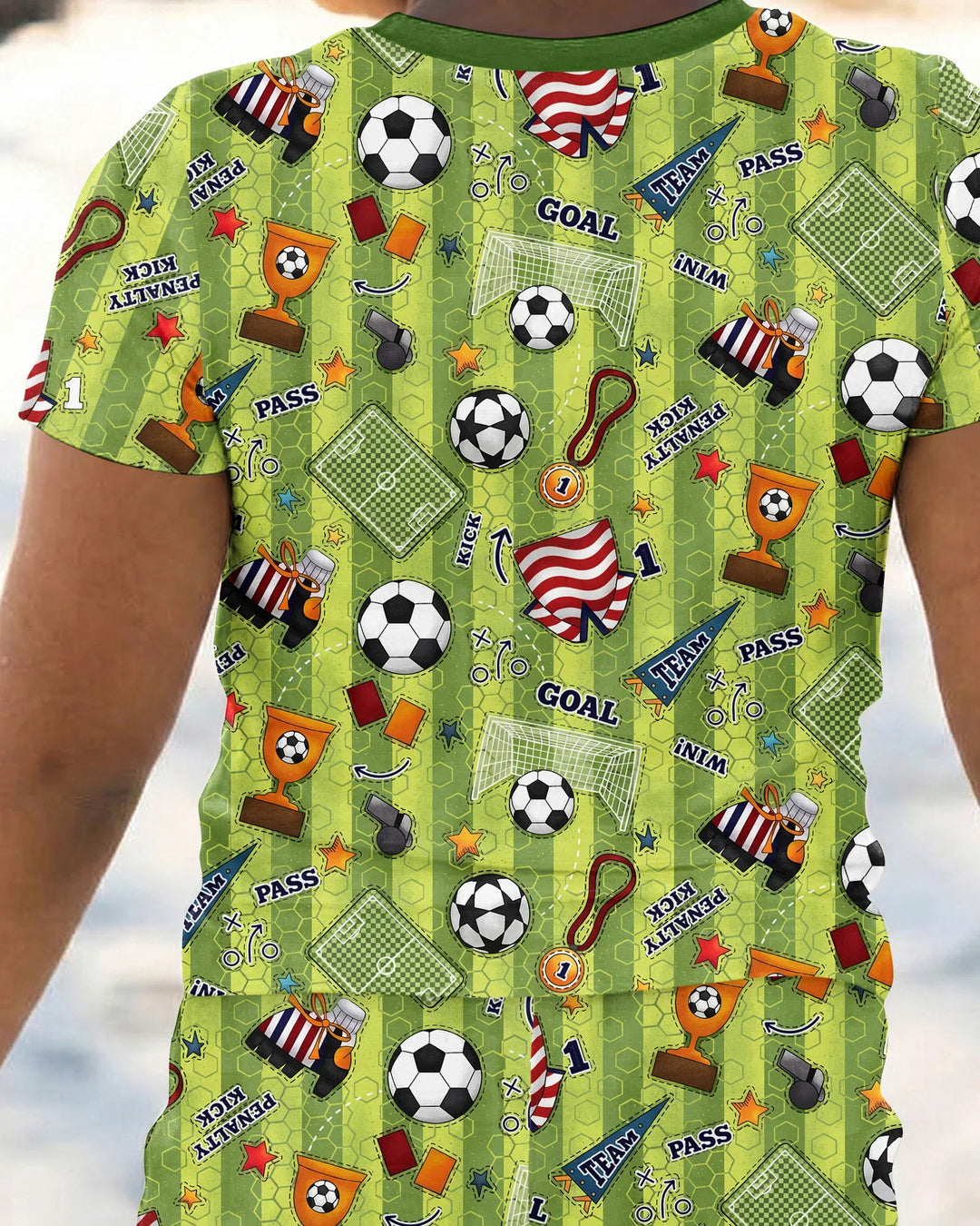 I Love Sports Soccer Bamboo Two Piece Short Sleeve Pajama Set
