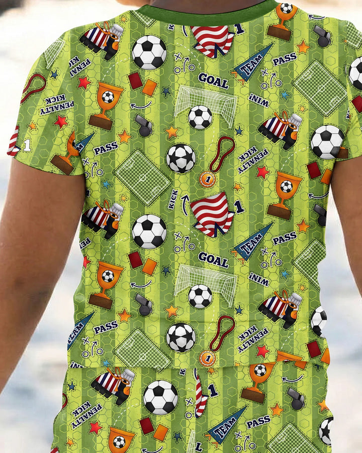 I Love Sports Soccer Bamboo Two Piece Short Sleeve Pajama Set