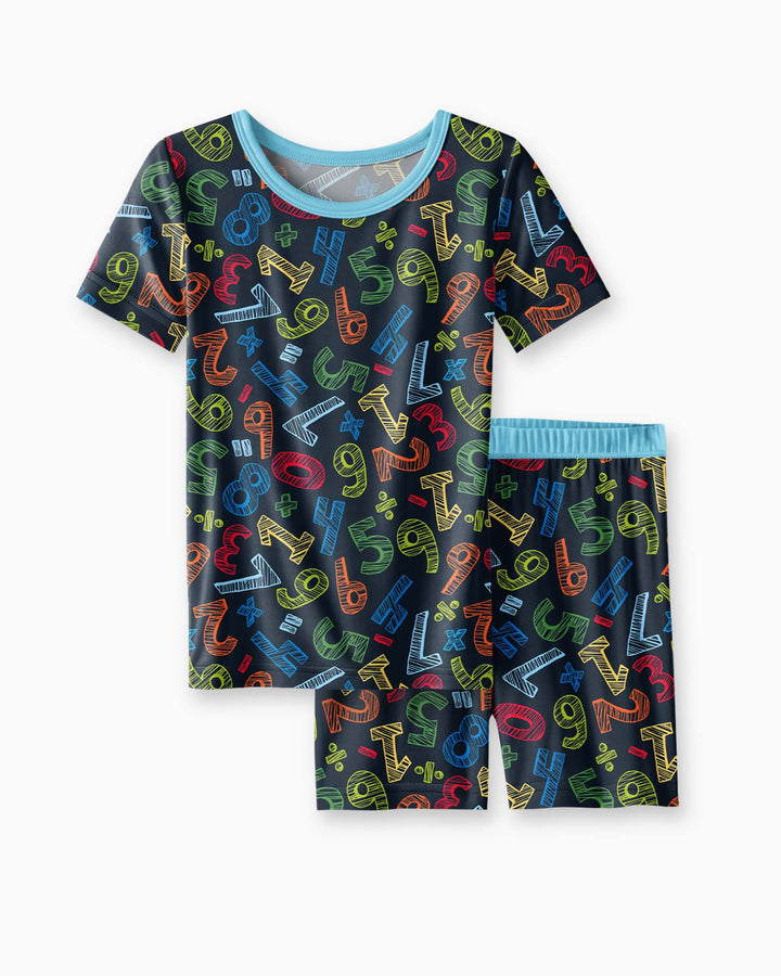 Math Doodles Bamboo Two Piece Short Sleeve Shorts Pajama Set