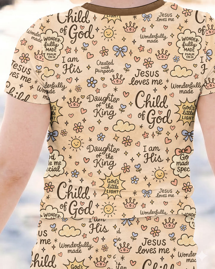 Child Of God Jesus Loves Me Bamboo Two Piece Short Sleeve Pajama Set