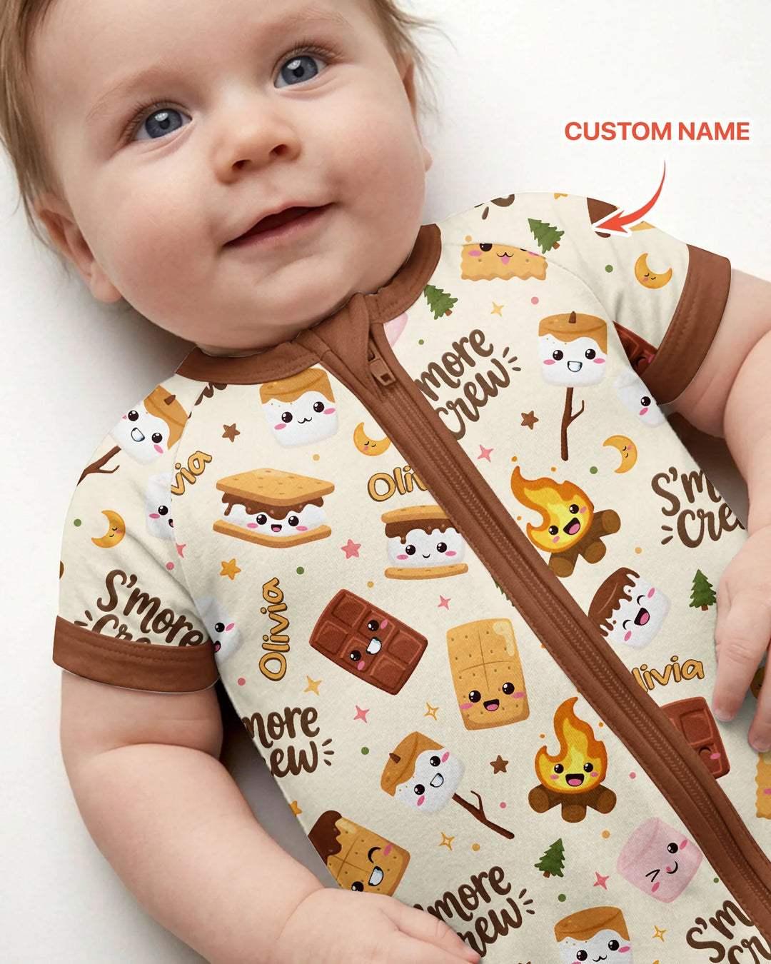 Custom Name Kawaii S'more Crew Family Matching Bamboo Shorty Zippy