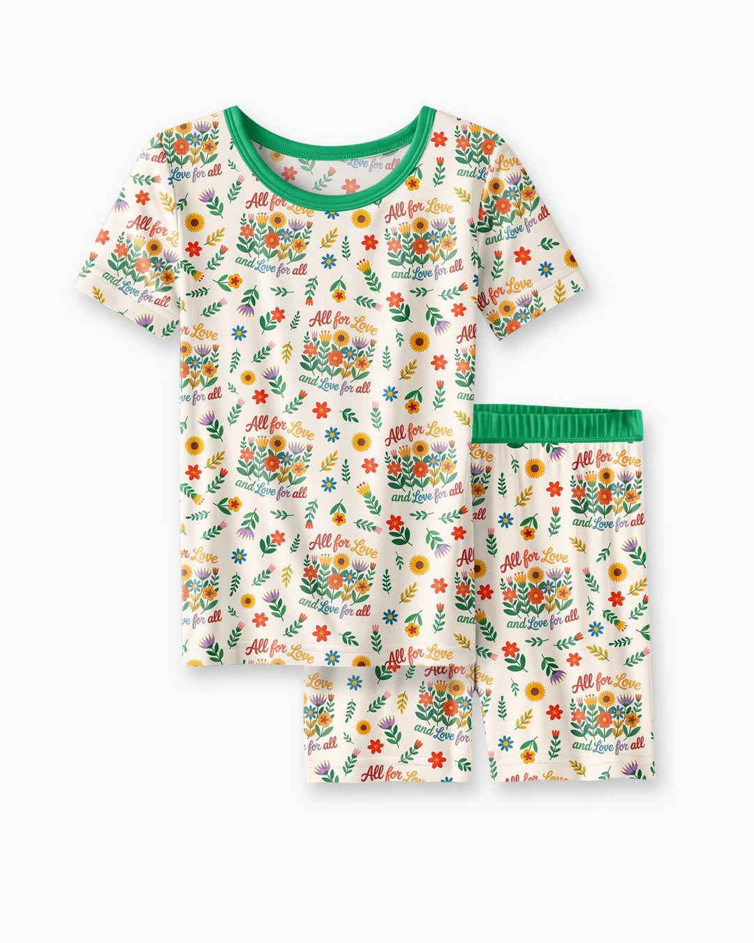 Love For All Family Matching Bamboo Two Piece Short Sleeve Shorts Pajama Set