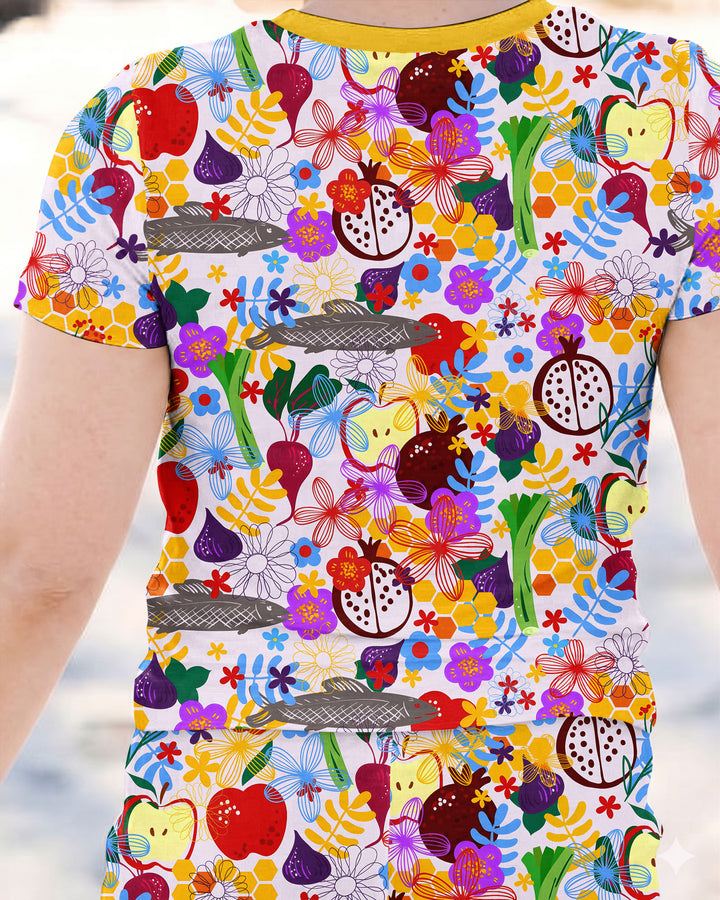 Happy Rosh Hashanah Bamboo Two Piece Short Sleeve Pajama Set