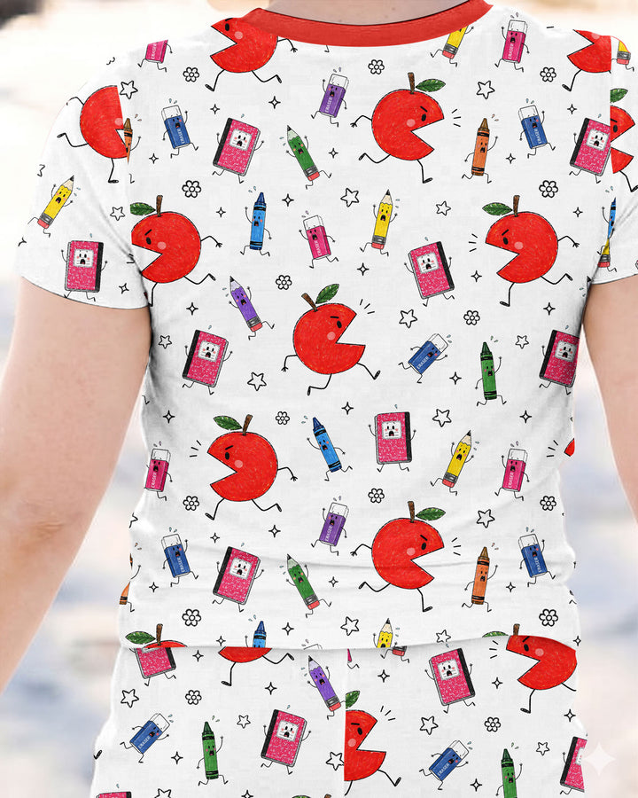 Back To School Chasing Bamboo Two Piece Short Sleeve Pajama Set