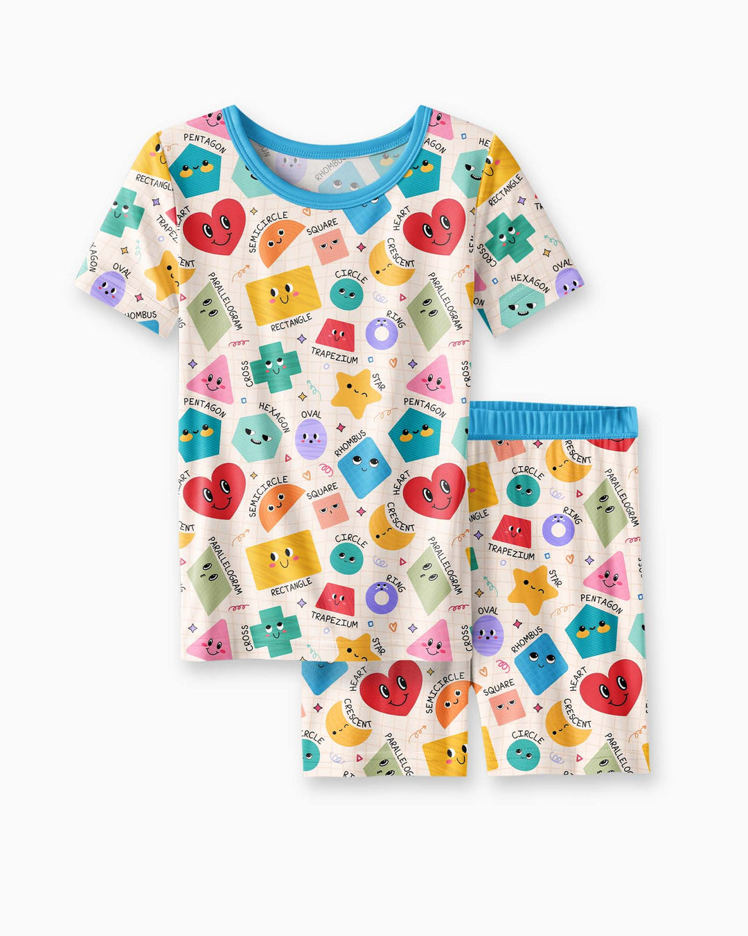 Happy Shape Squad Family Matching Bamboo Two Piece Short Sleeve Shorts Pajama Set