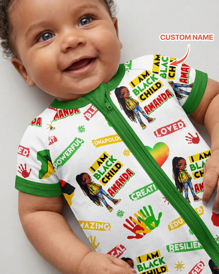 Custom Name I Am Black Child Magical Bamboo Shorty Zippy