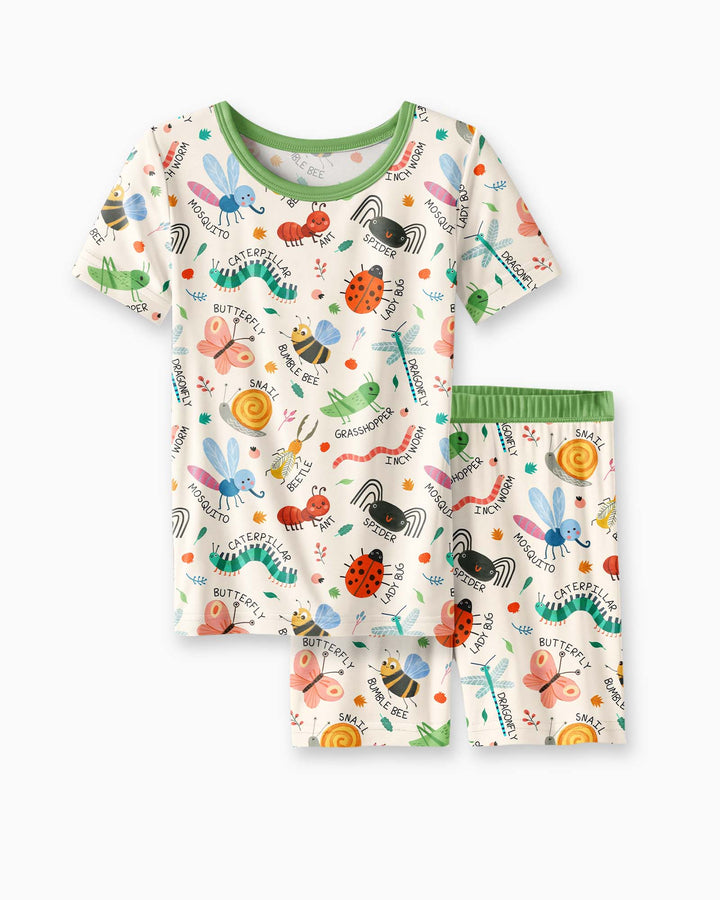 Bug Field Guide Bamboo Two Piece Short Sleeve Shorts Pajama Set