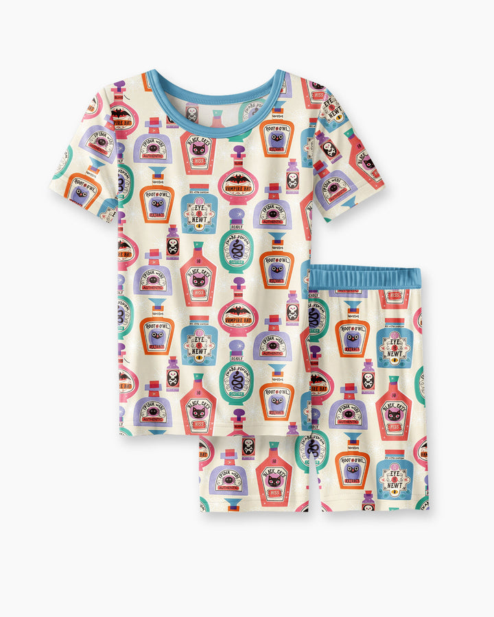 Retro Halloween Potions Bamboo Two Piece Short Sleeve Shorts Pajama Set