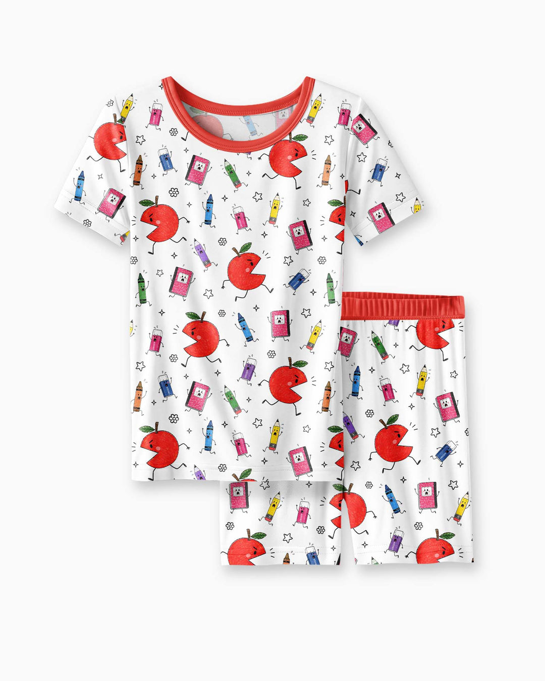 Back To School Chasing Bamboo Two Piece Short Sleeve Shorts Pajama Set