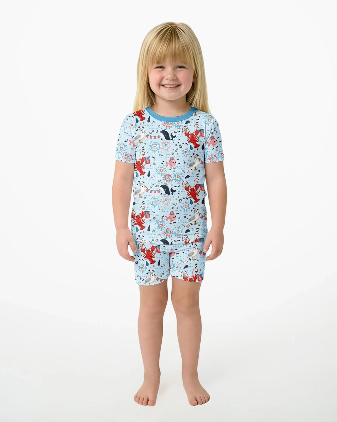Celebrate 4th of July Family Matching Bamboo Two Piece Short Sleeve Shorts Pajama Set