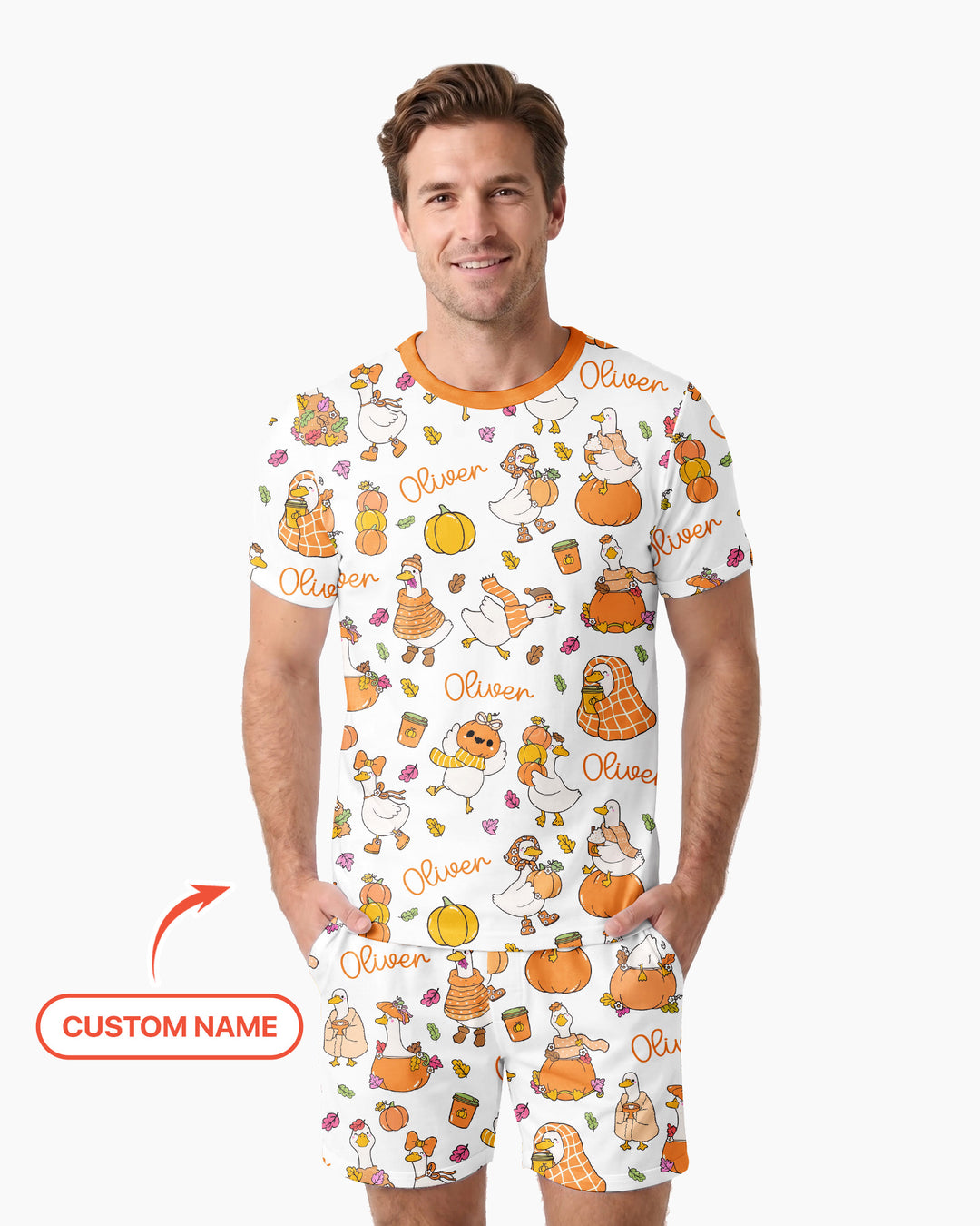 Fall Silly Goose Bamboo Men Short Sleeve Short Pajama Set