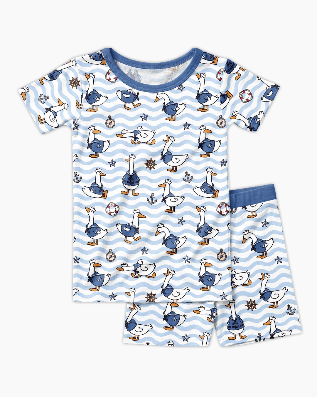 Silly Goose Sailor Bamboo Two Piece Short Sleeve Shorts Pajama Set