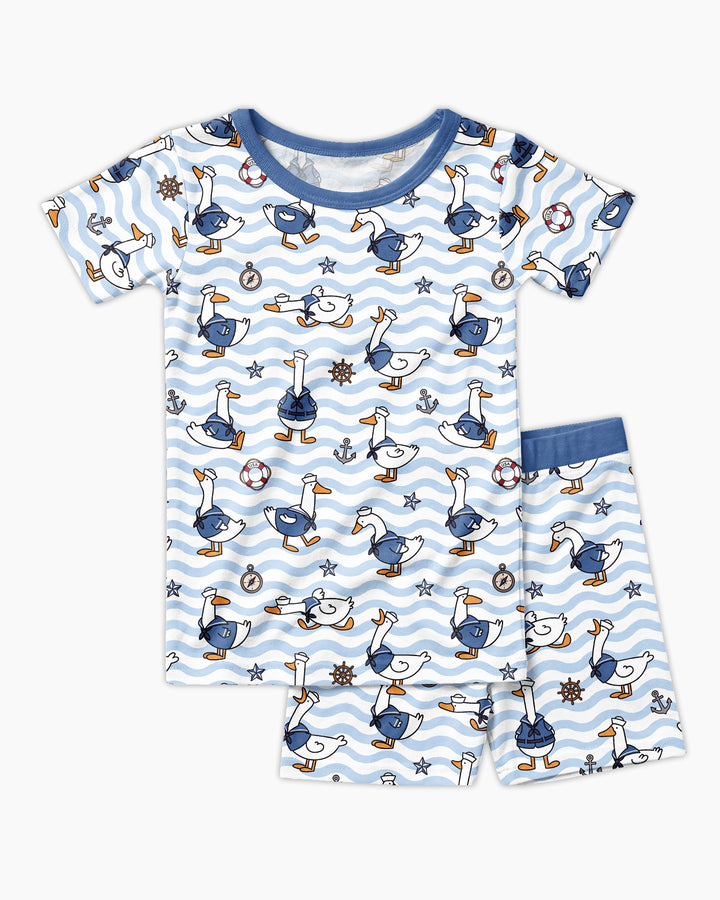 Silly Goose Sailor Bamboo Two Piece Short Sleeve Shorts Pajama Set