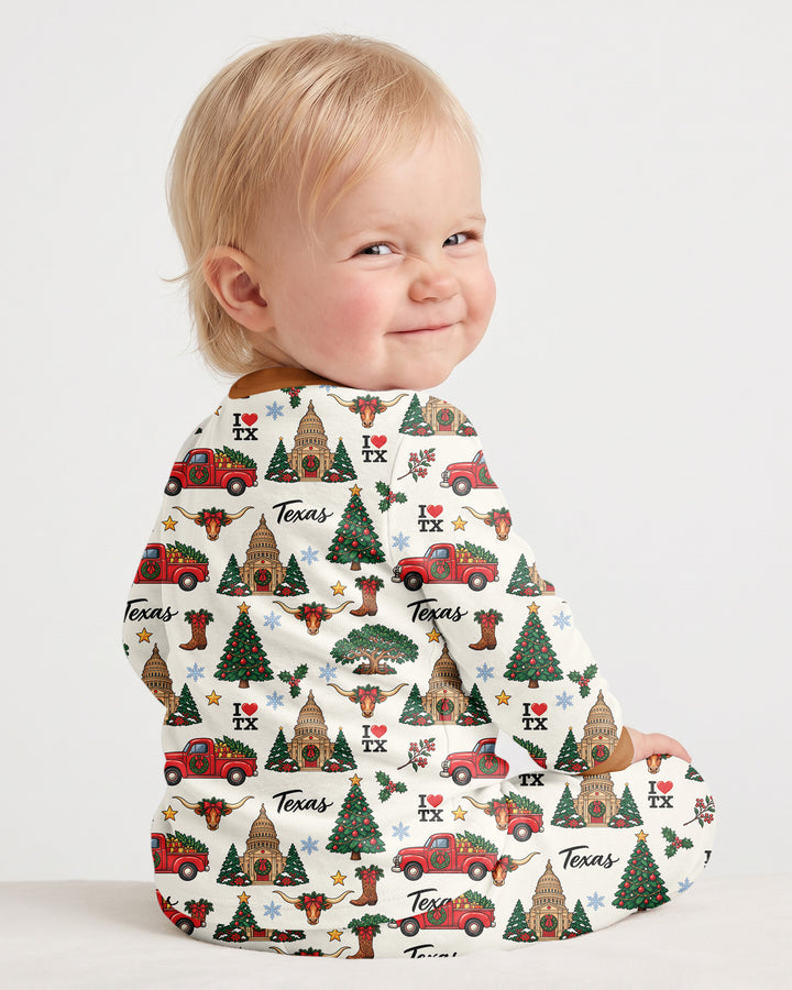 Christmas In Texas Bamboo Two Piece Long Sleeve Pajama Set
