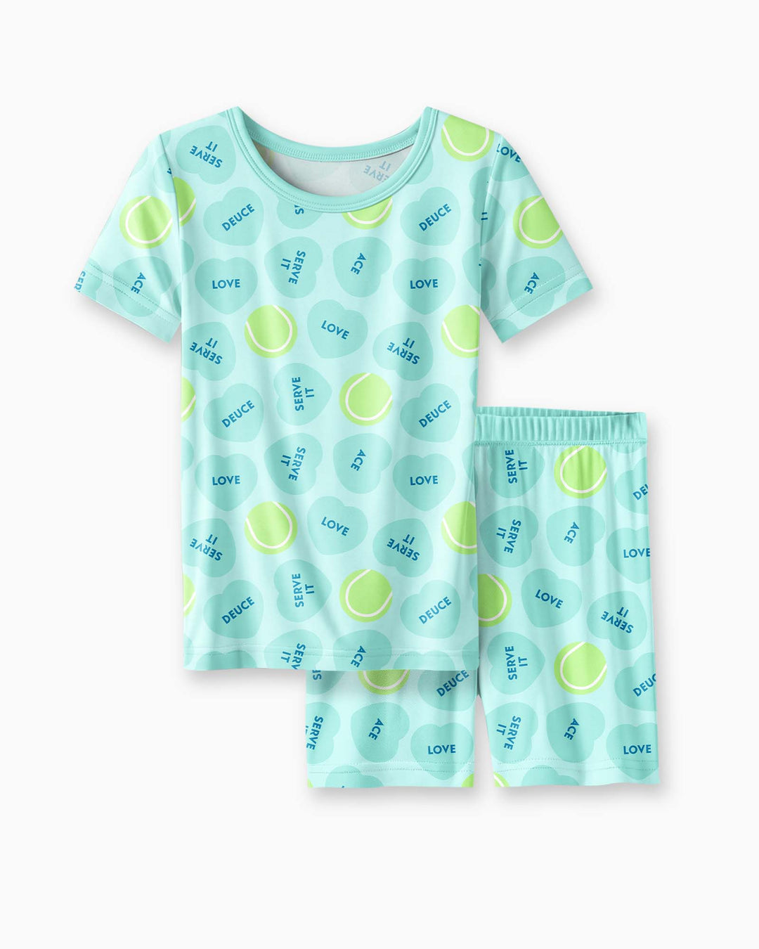 Tennis with Love Two Piece Short Sleeve Shorts Pajama Set