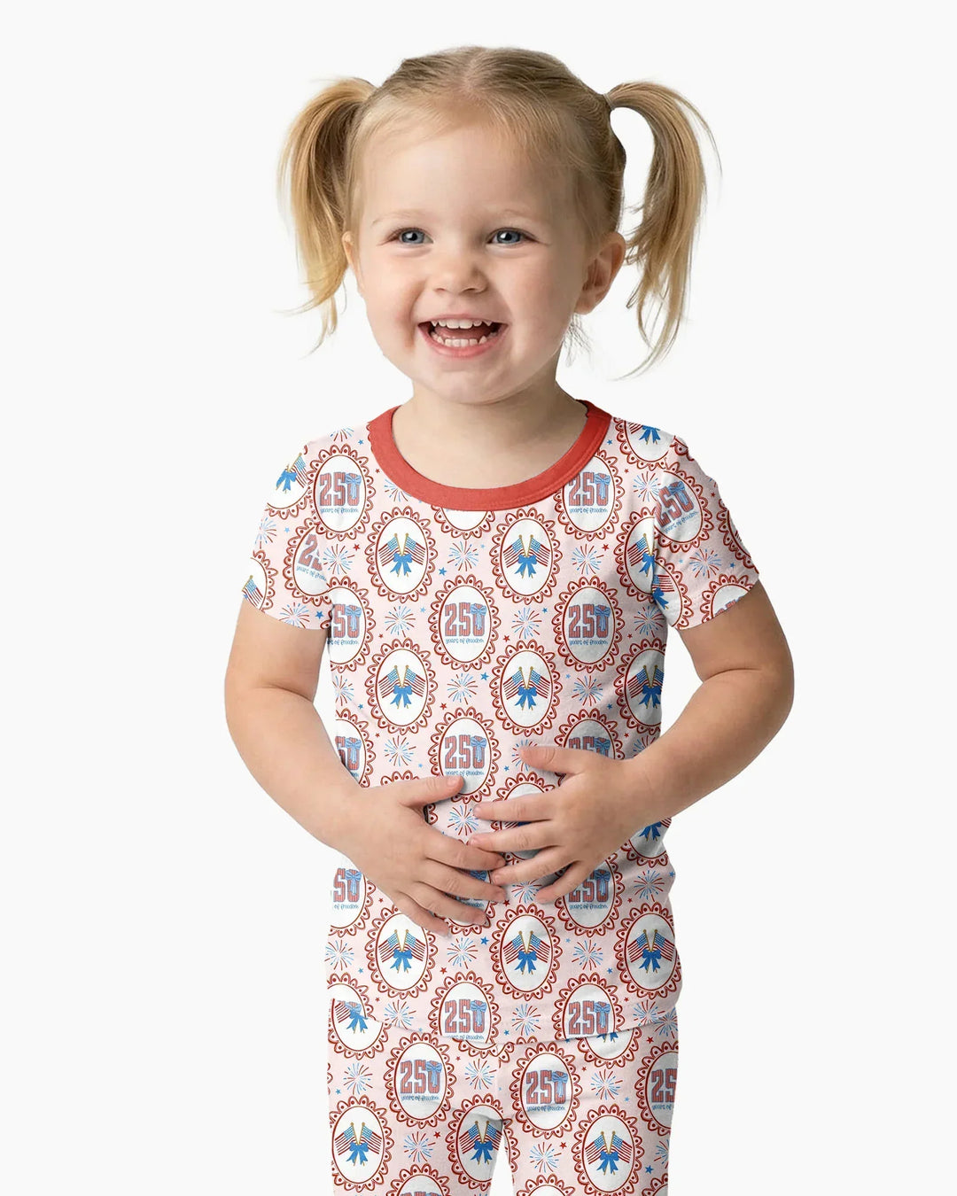 Patriotic Coquette Bamboo Two Piece Short Sleeve Pajama Set