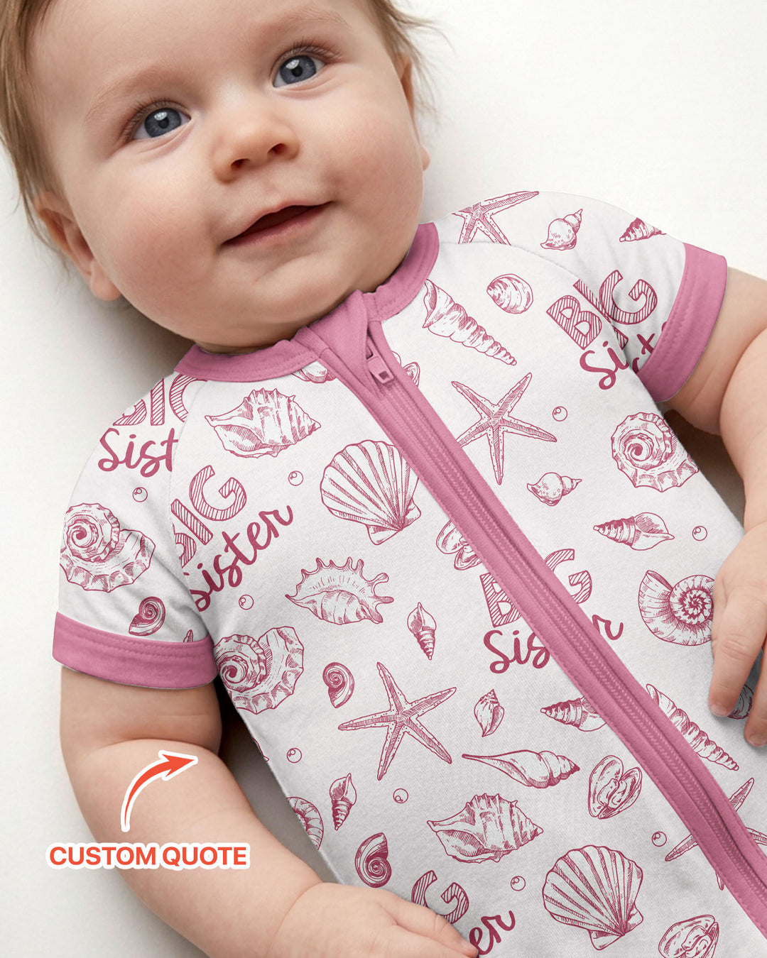 Coquette Seashell Matching Sibling Bamboo Shorty Zippy