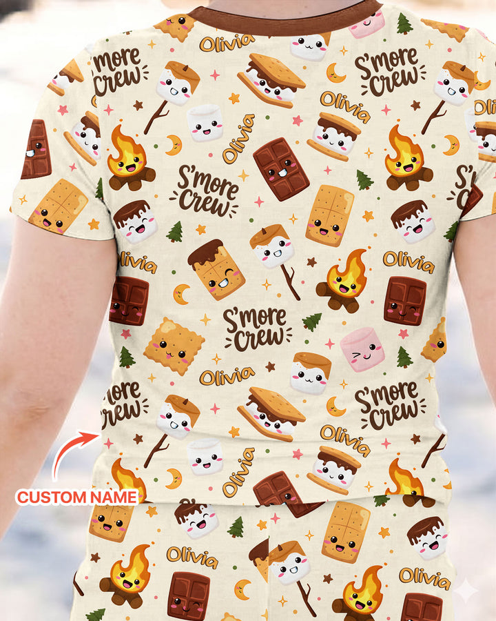 Custom Name Kawaii S'more Crew Family Matching Bamboo Two Piece Short Sleeve Pajama Set