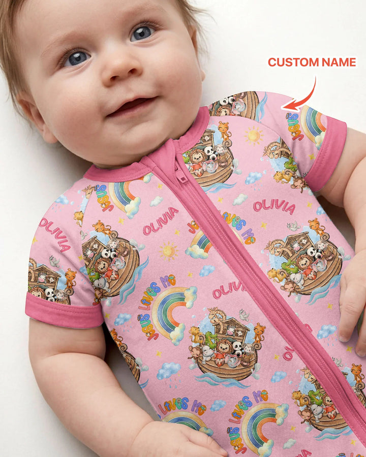 Custom Name Jesus Loves Me Noah's Ark Bamboo Shorty Zippy