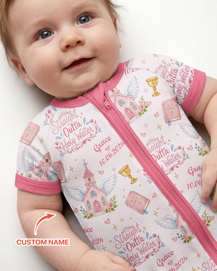 Custom Name Baptism Christening Straight Outta Holy Water Bamboo Shorty Zippy