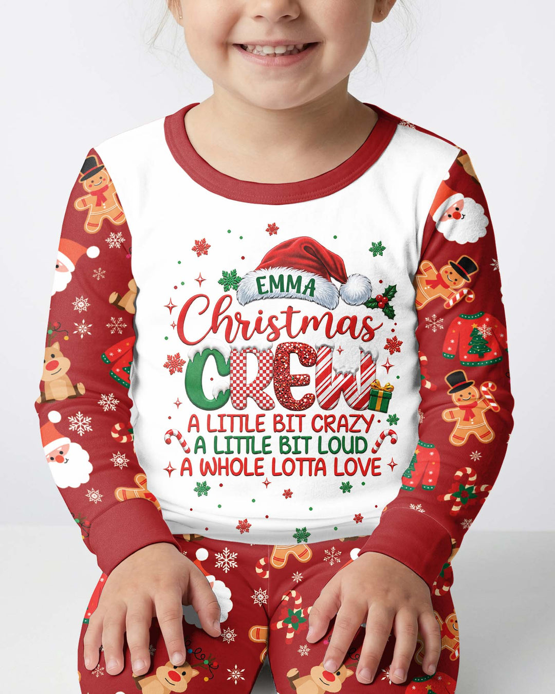 Personalized Christmas Crew Family Matching Bamboo Two Piece Long Sleeve Pajama Set