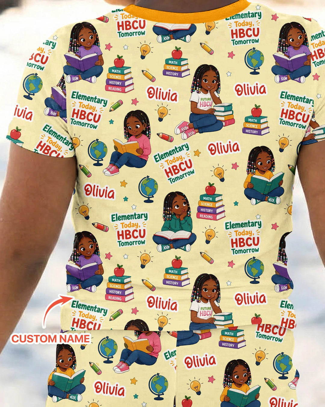 Custom Name Elementary Today HBCU Tomorrow Bamboo Two Piece Short Sleeve Pajama Set