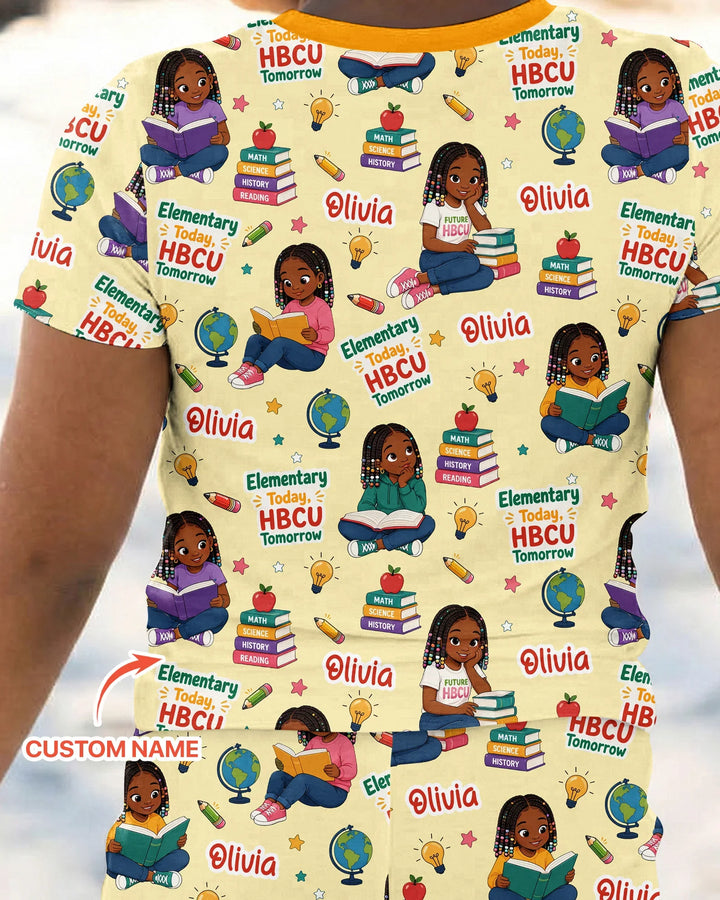 Custom Name Elementary Today HBCU Tomorrow Bamboo Two Piece Short Sleeve Pajama Set