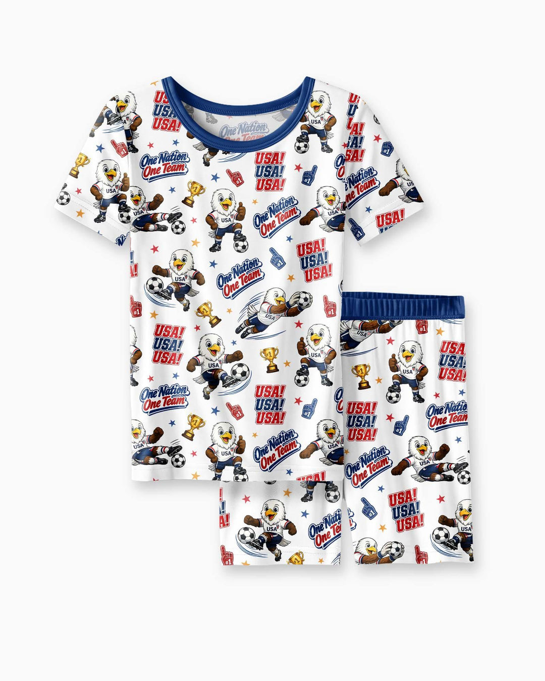 Soccer One Nation One Team Bamboo Two Piece Short Sleeve Shorts Pajama Set