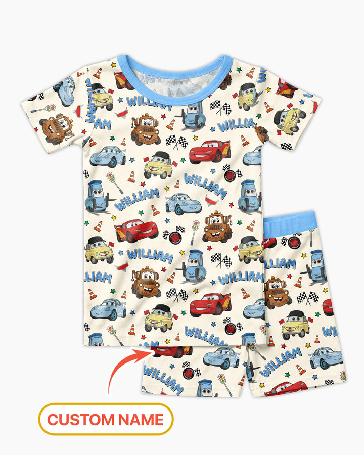 Car Movie Bamboo Two Piece Short Sleeve Shorts Pajama Set