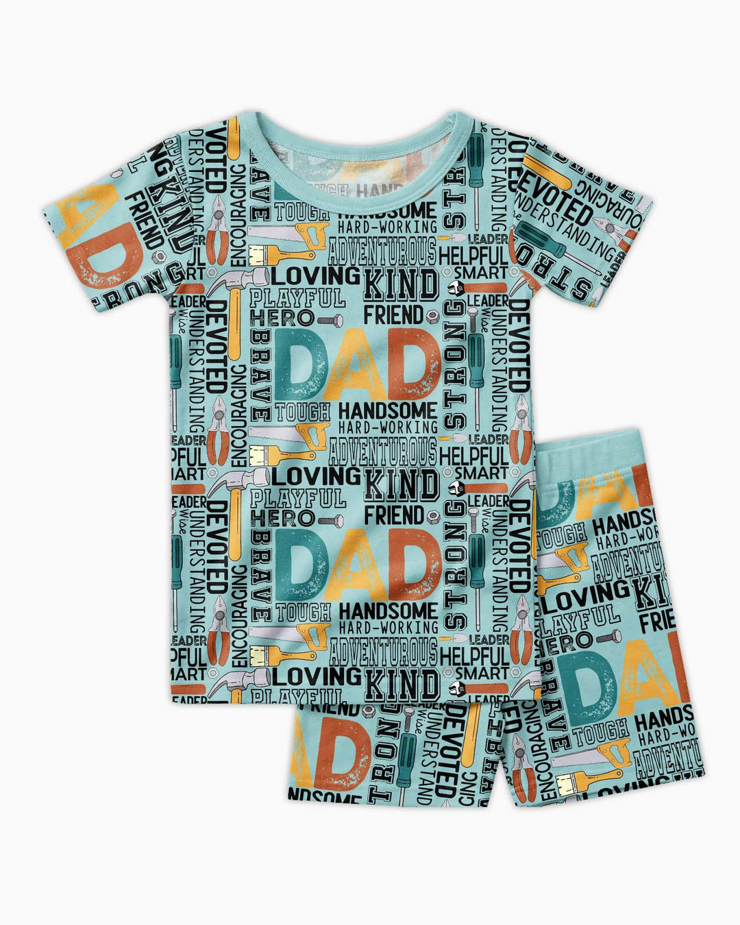 Dad Word Collage Bamboo Two Piece Short Sleeve Shorts Pajama Set