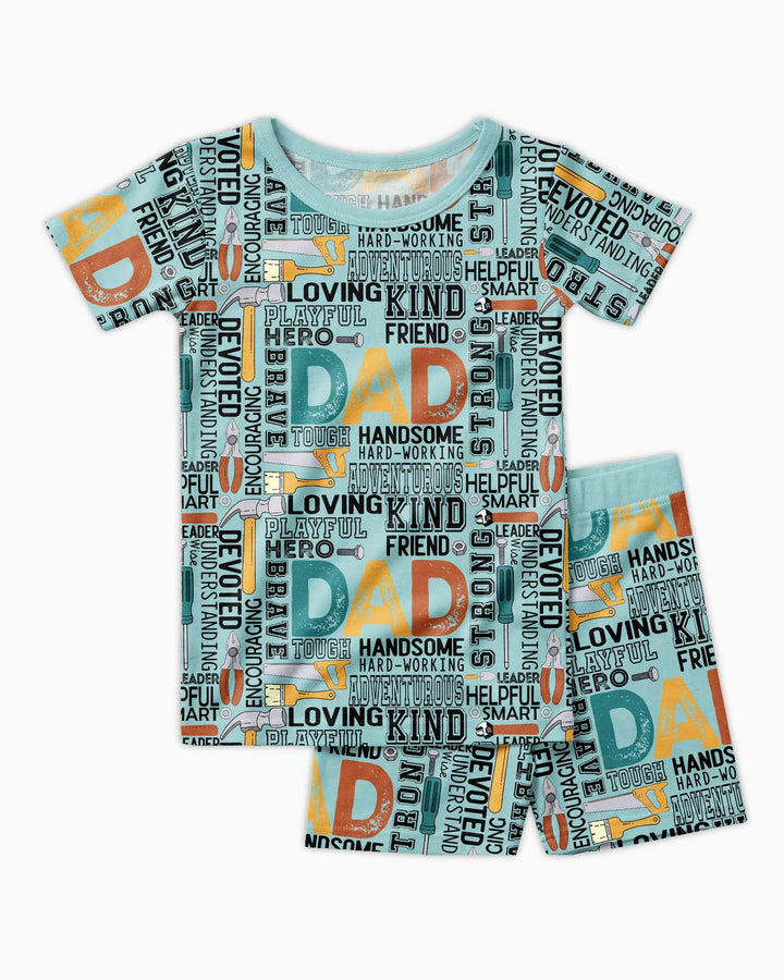 Dad Word Collage Bamboo Two Piece Short Sleeve Shorts Pajama Set