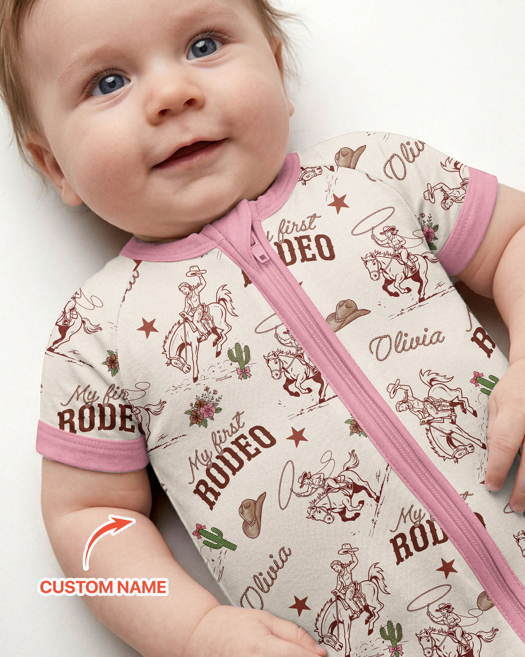 Custom Name First Rodeo Family Matching Bamboo Shorty Zippy