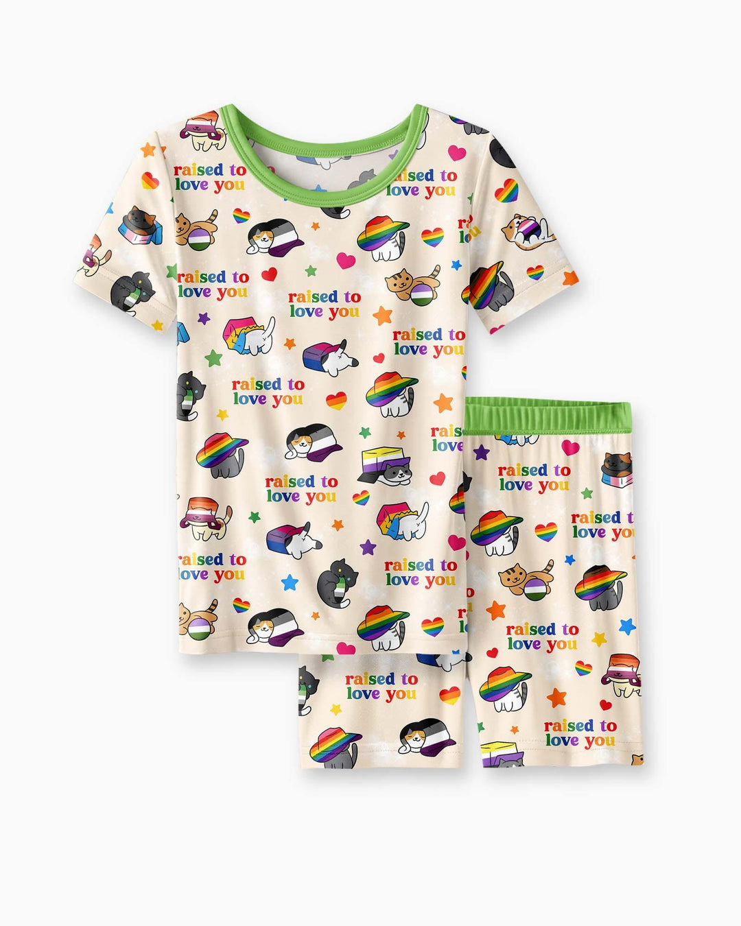 Rainbow Paws Family Matching Bamboo Two Piece Short Sleeve Shorts Pajama Set