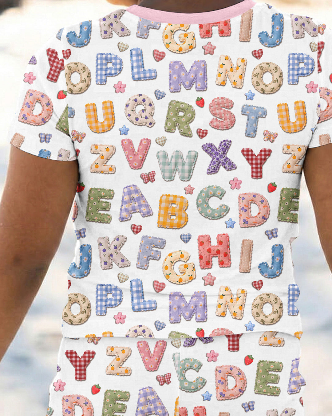 Fabric Alphabet Letters Bamboo Two Piece Short Sleeve Pajama Set