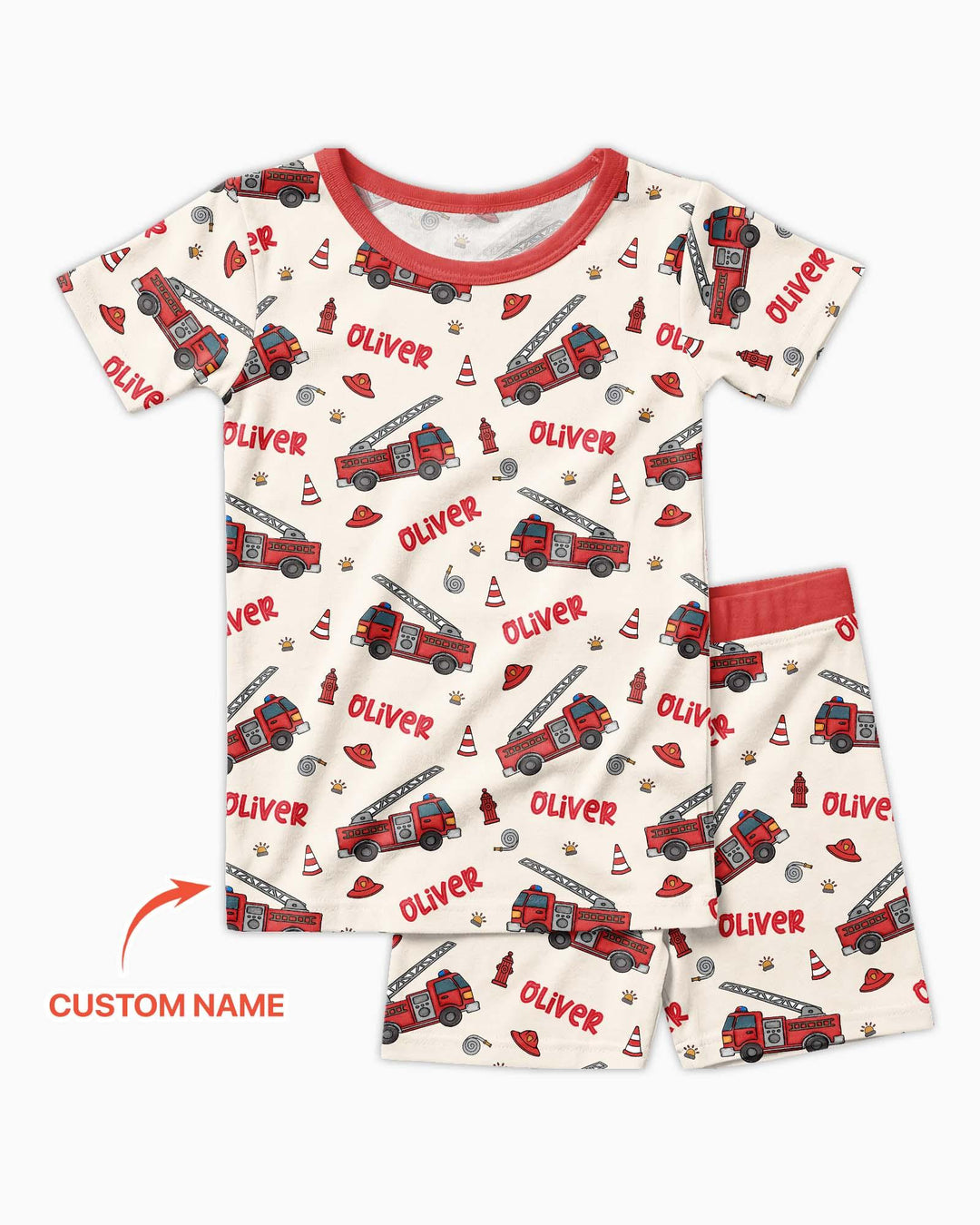 Custom Name Future Firefighters Bamboo Two Piece Short Sleeve Shorts Pajama Set