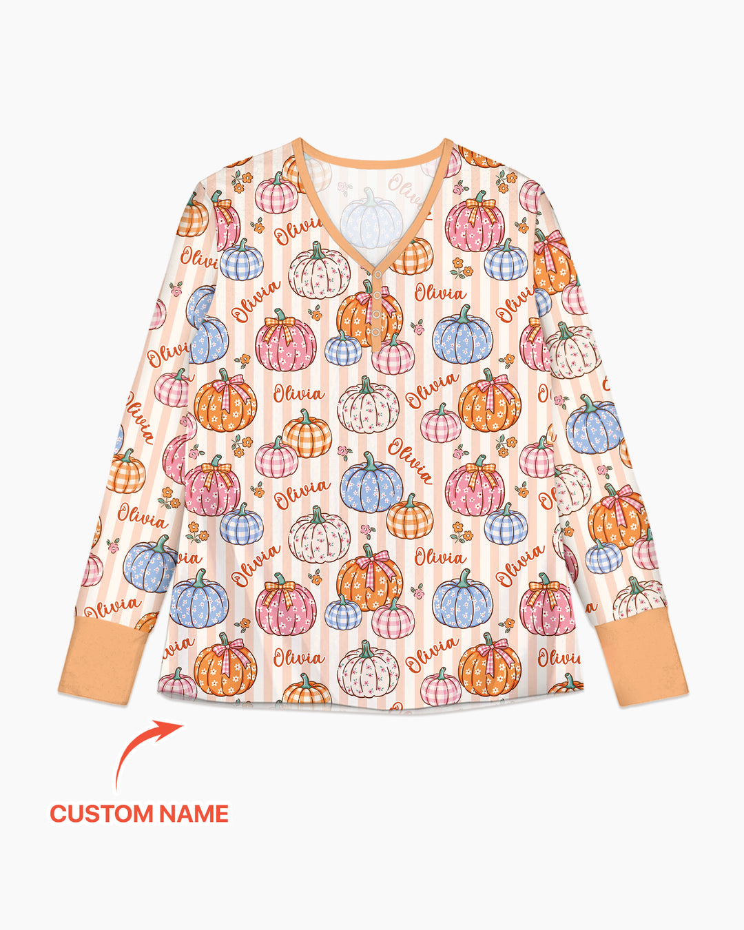 Custom Name Pumpkin Patch Bamboo Women Pajama Set